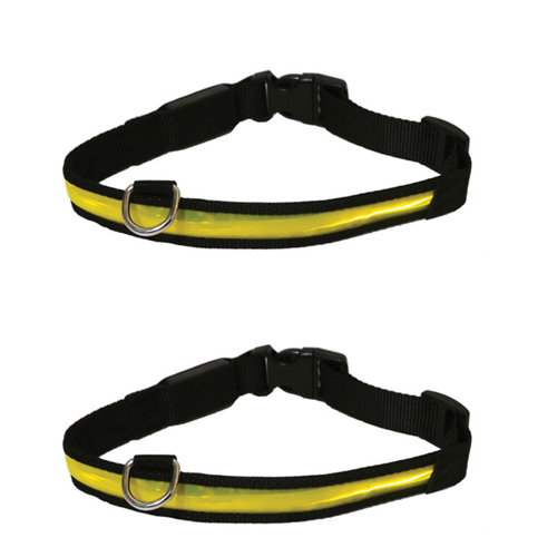 2PK Rosewood Adjustable Flashing Reflective Pet/Dog Neck Collar Choker Medium Yellow