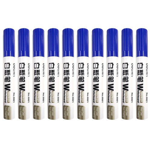 10pc Deli Whiteboard Marker - Blue