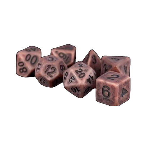 7pc Fanroll by Metallic Resin/Polyhedral RPG Tabletop Dice Set - Ancient Copper