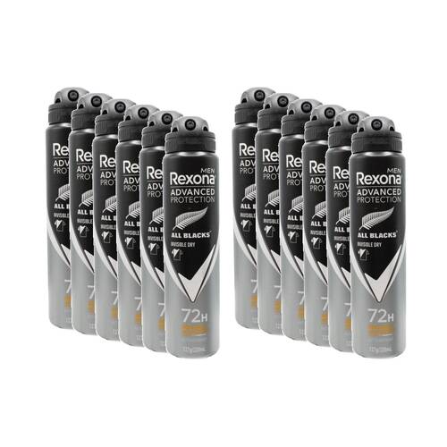 12PK Rexona Men's Advanced 72hr Protect Antiperspirant Deoderant 220ml All Blacks