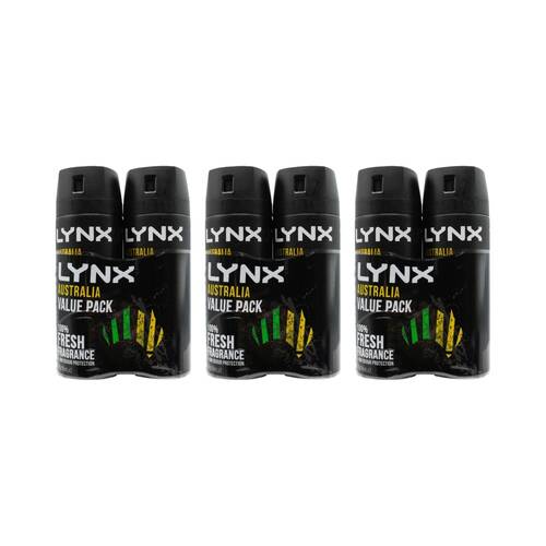 3x 2PK Lynx Deodorant Body Spray 48 Hr Odour Protection 165ml Australia Scent