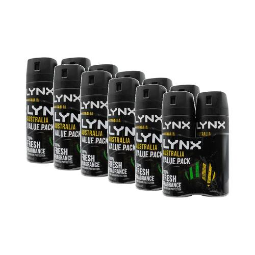 6x 2PK Lynx Deodorant Body Spray 48 Hr Odour Protection 165ml Australia Scent