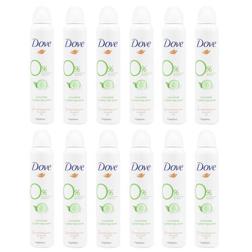 12PK Dove Antiperspirant Deodorant Spray 115g/200ml Cucumber & Green Tea Scent