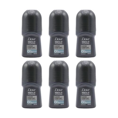 6PK Dove Men+Care Clean Comfort Roll On Deodorant 24H Protection 50ml
