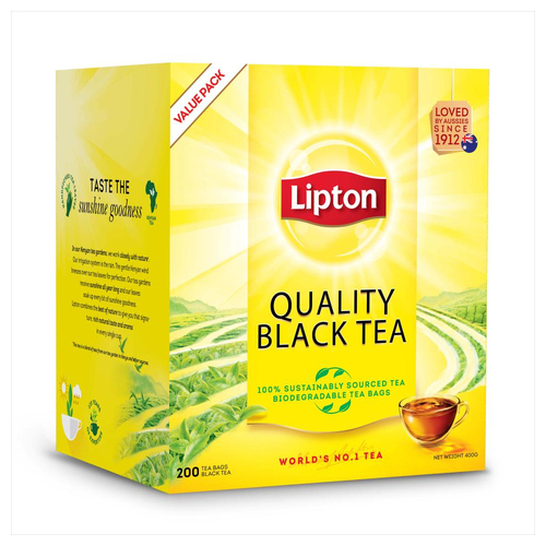 200pc Lipton Quality Black Tea Bags Value Pack 400g