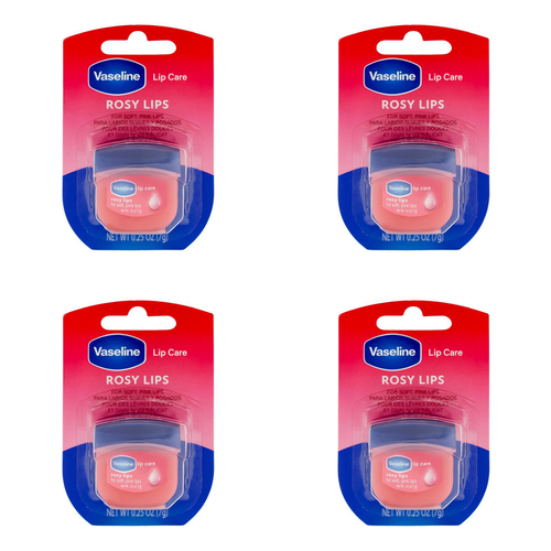 4PK Vaseline Lip Therapy 7g Petroleum Jelly Moisturiser Rosy Lips