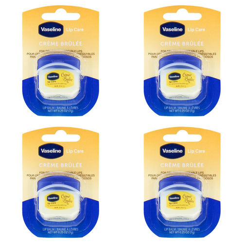 4PK Vaseline Lip Therapy 7g Petroleum Jelly Moisturiser Creme Brulee