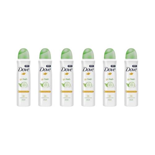 6PK Dove Go Fresh Deodorant Spray Cucumber & Green Tea 250ml 48hr Protection