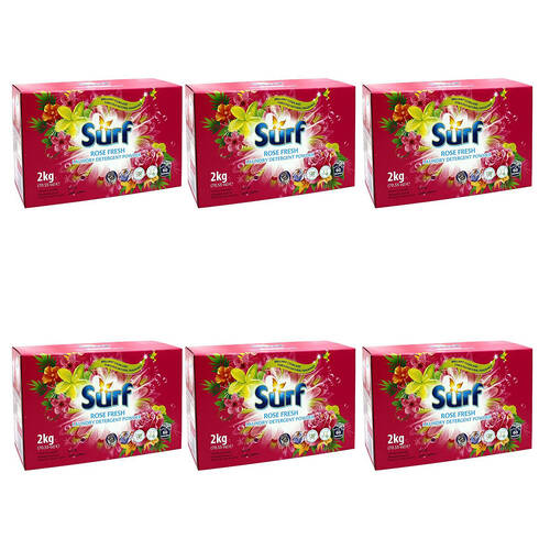 6PK Surf Rose Fresh Detergent Concentrated Laundry Powder 2kg