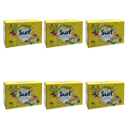 6PK Surf Sun Fresh Detergent Concentrated Laundry Powder 2kg