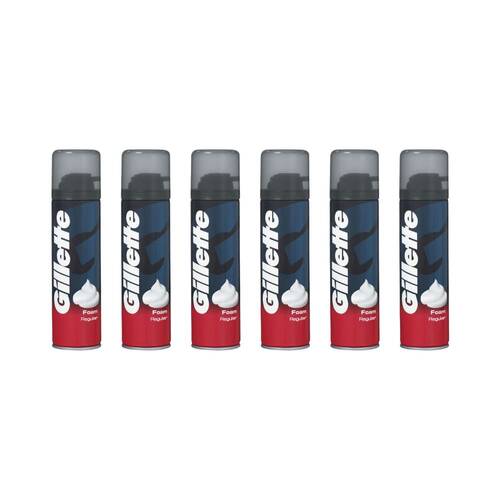 6PK Gillette Grooming Shaving Foam Regular 200ml For All Skin Types Men