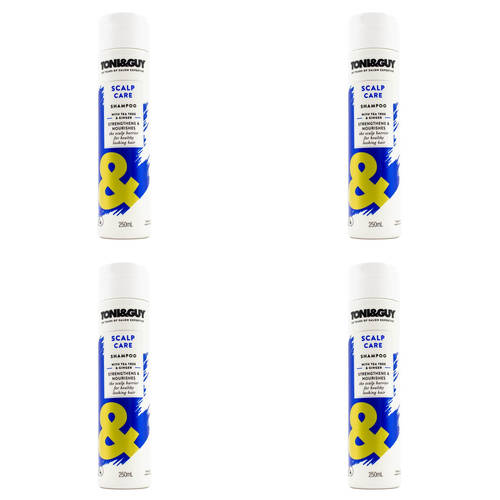4PK Toni & Guy 250ml Scalp Care Shampoo w/ Tea Tree & Ginger