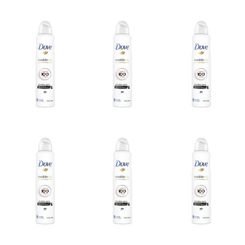 6PK Dove 127g/220ml Antiperspirant Deodorant Spray Invisible Dry