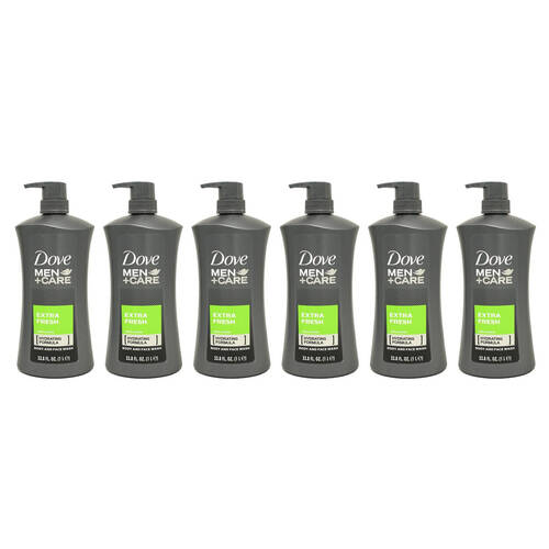6PK Dove Men +Care Extra Fresh Body & Face Wash 1L For Dry Skin