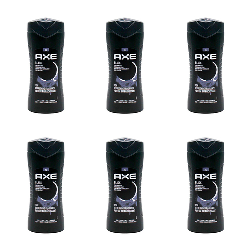 6PK Axe Black 3in1 Body Face Hair Wash 400ml For Men Frozen Pear & Cedarwood