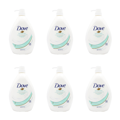 6PK Dove 1000ml Body Wash Liquid Bath Soap For Sensitive Skin