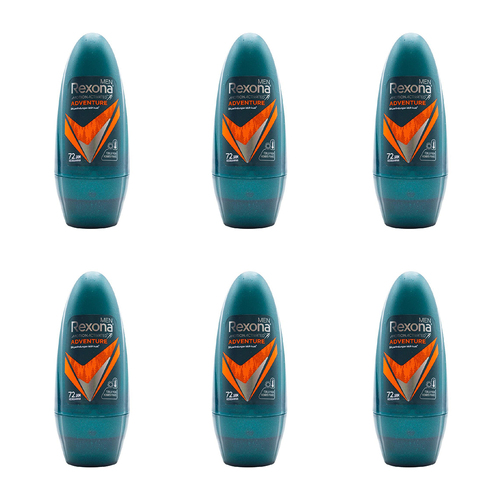 6PK Rexona Men 45ml Antiperspirant Roll On Deodorant Adventure