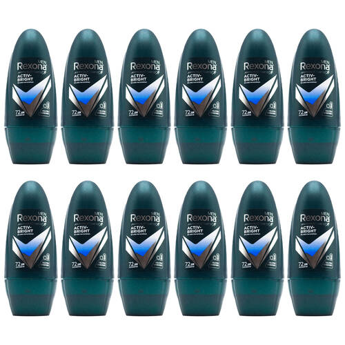 12PK Rexona Men 45ml Roll On Underarm Deodorant Antiperspirant Activ-Bright