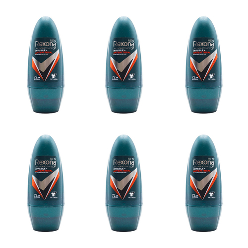 6PK Rexona Men 45ml Antiperspirant Roll On Deodorant Invisible & Antibacterial