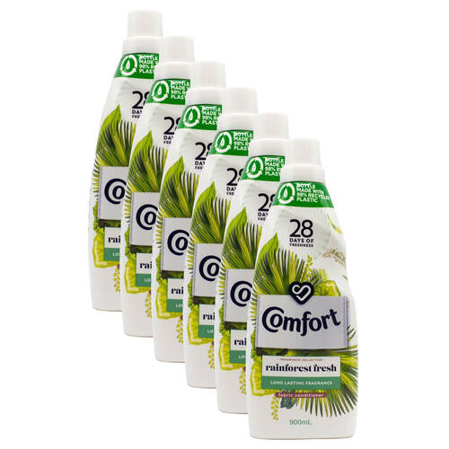 6PK Comfort 900ml Fabric Conditioner Fragrance Rainforest Fresh