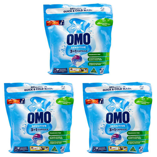 84pc Omo Sensitive 3 in 1 Fragrance Free Laundry Detergent Capsules