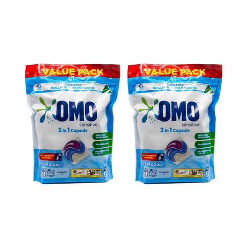 2x 60PK OMO Sensitive Laundry Capsule/Pods Dermatologically Tested Value Pack
