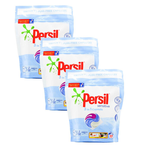 3PK 17pc Persil 3 in 1 Sensitive Laundry Liquid Capsules