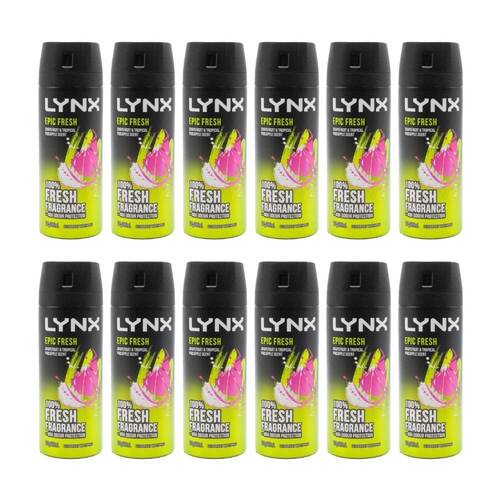 12PK Lynx Antiperspirant Deodorant Spray Grapefruit & Tropical Pineapple 165ml