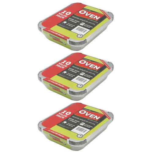 3x 10pc Lemon & Lime 32cm Foil Containers w/ Lid