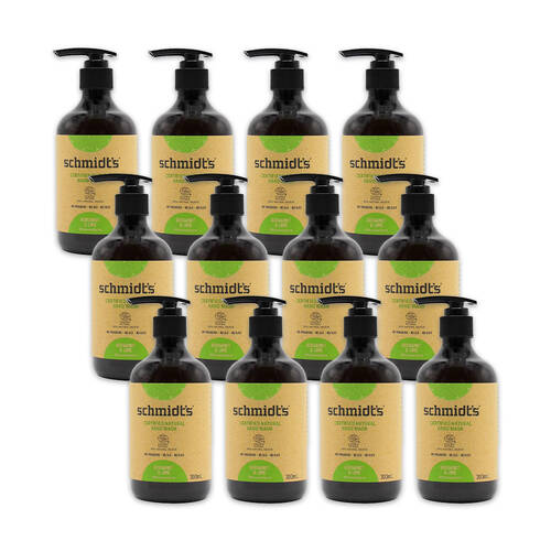 12PK Schmidts 300ml Hand Wash Bergamot & Line w/ Lemon Myrtle