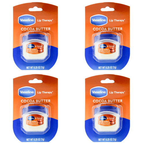 4PK Vaseline Lip Therapy 7g Petroleum Jelly Moisturiser Cocoa Butter
