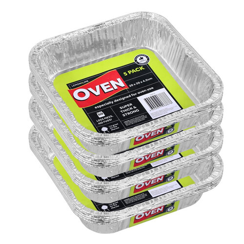 20PK Lemon & Lime Foil Tray Square 20X20X4.5cm Shelf Ready Pdq