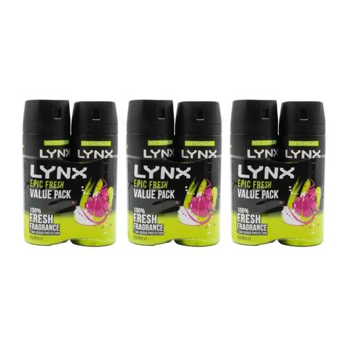 3x 2pc Lynx Deodorant Spray Grapefruit & Tropical Pineapple 165ml
