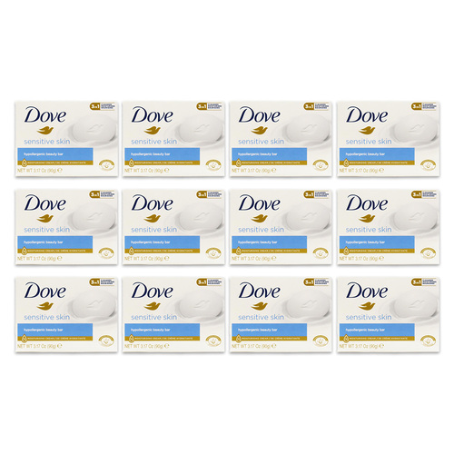 12PK Dove 90g Soap For Sensitive Skin Hypollergenic Beauty Bar