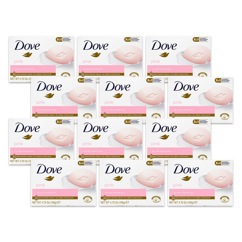 12PK Dove 135G Beauty Cream Moisturizing Skin Care Soap Bar - Pink
