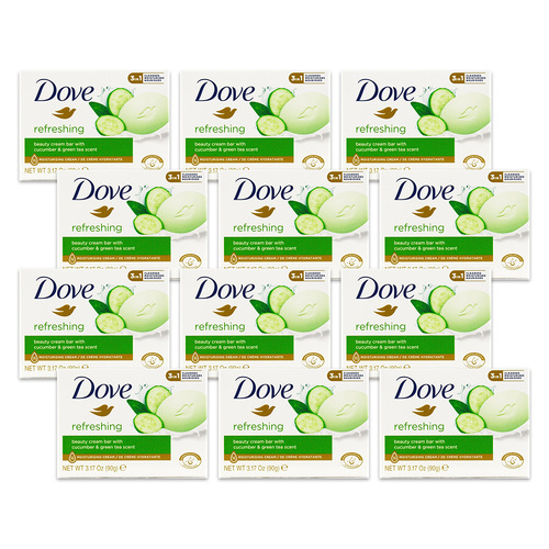 12PK Dove 90g Soap Beauty Cream Bar w/ Cucumber & Green Tea Scent