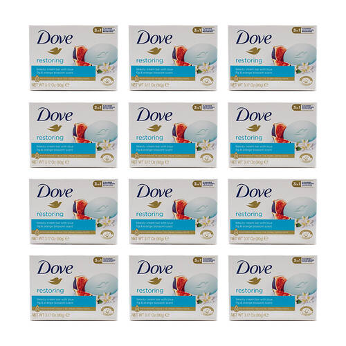 12PK Dove 90g Beauty Cream Bar Restoring Blue Fig & Orange Blossom Scent