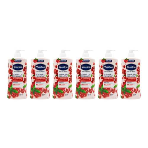 6PK Vaseline Superfood Freshlock Healthy Bright Body Lotion Cranberry 500ml