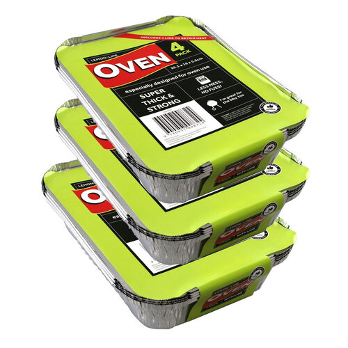 12PK Lemon & Lime Foil Container W/ Lid 26.5X19.5X6.5cm Shelf Ready Pdq