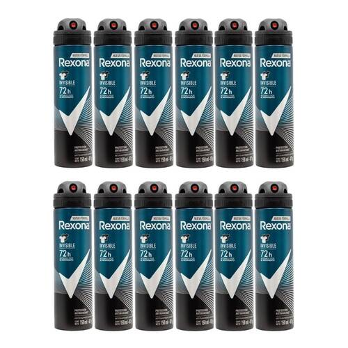 12PK Rexona Invisible Antiperspirant Deodorant Spray 72H Protection 150ml