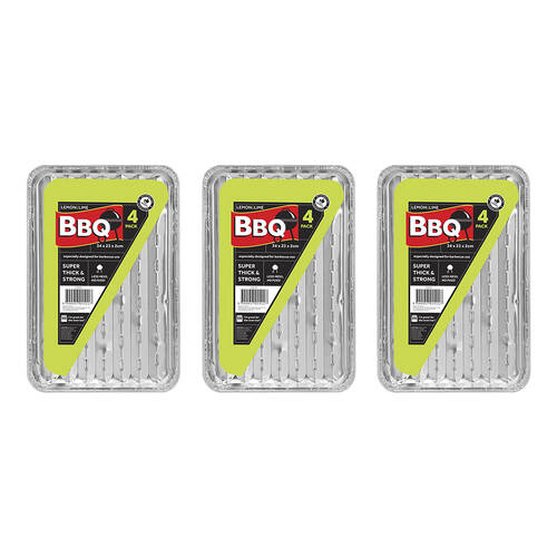 3x 4pc Lemon & Lime Foil BBQ Grill Tray