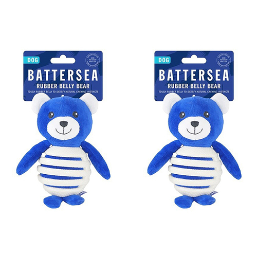 2PK Rosewood Battersea 21cm Rubber Belly Bear Soft Plush Pet Dog Fetch Fun Play Toy