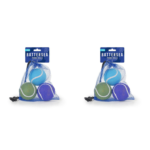 2x 3pc Rosewood Battersea Tennis Balls Pet Dog Fetch Outdoor Play Interactive Toy