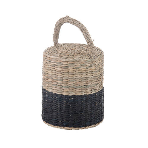 Ladelle Hanoi Woven Seagrass Cylinder Floor Door Bumper/Stopper Durable Black