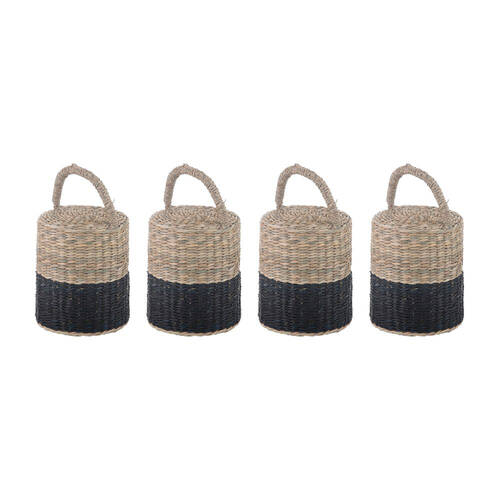 4PK Ladelle Hanoi Woven Seagrass Cylinder Floor Door Bumper/Stopper Durable Black