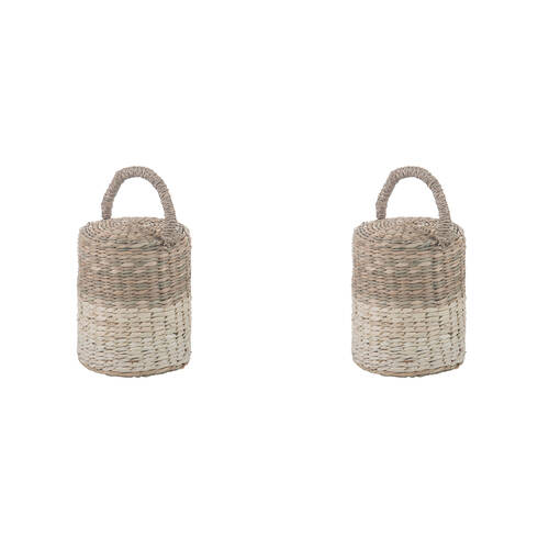 2PK Ladelle Hanoi Woven Seagrass Cylinder Floor Door Bumper/Stopper Durable Cream