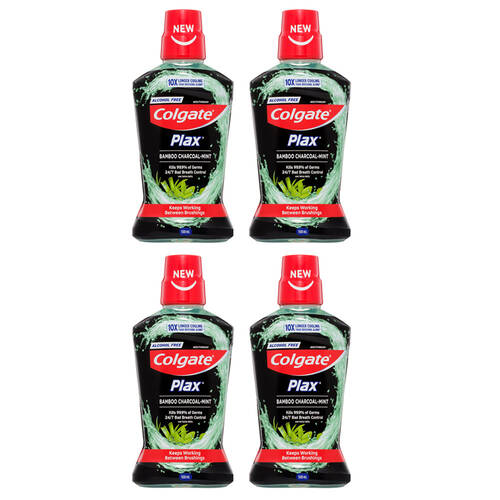 4PK Colgate 500ml Plax Bamboo Charcoal Mint