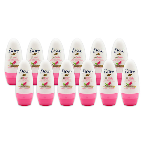 12PK Dove 40ml Roll On Deodorant Go Fresh Pomegranate & Lemon Verbena
