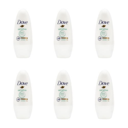 6PK Dove 40ml Antiperspirant Roll On Deodorant 48h Sensitive