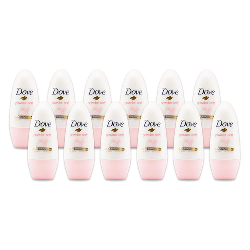 12PK Dove 40ml Antiperspirant Roll On Deodorant Powder Soft